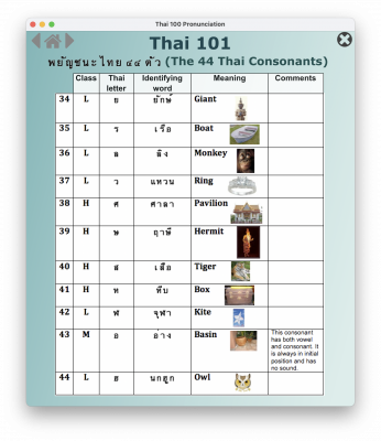 Thai 101 Pronunciation Tutorials Consonants Screen