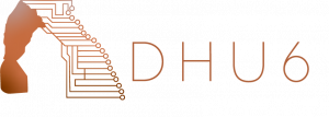 logo for DHU6, a rendering of Delicate Arch that is half composed of a circuit diagram
