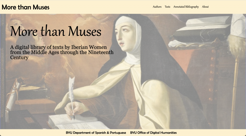 Screenshot of the More than Muses website