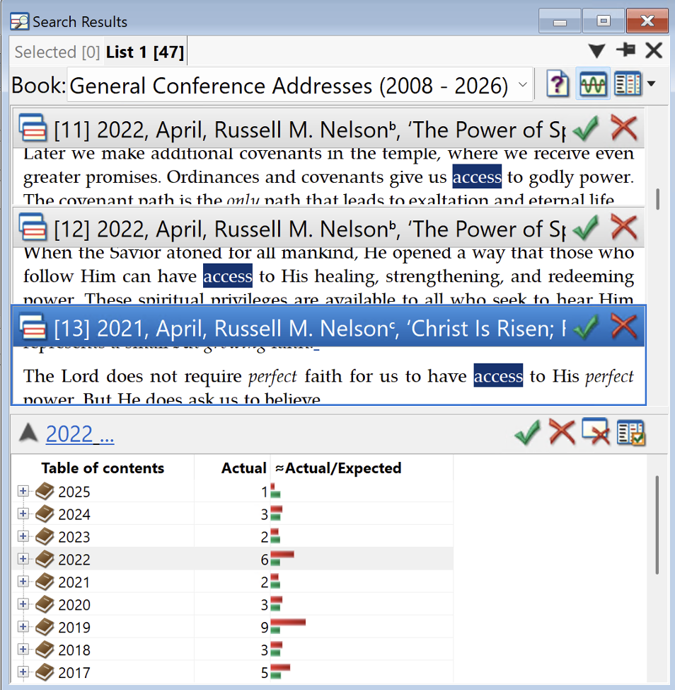 WordCruncher search results: access when said by President Nelson.